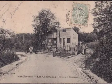AK Montfermeil, Straße nach Coudreaux, Eisenwaren Depot, gelaufen 1906