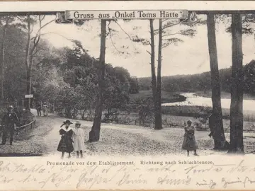 AK Gruss aus Onkel Toms Hütte, Promenade vor dem Etablissement, gelaufen 1901