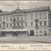 AK Gruss aus Spandau, Hotel Friedrichshof, Germania Säle, Bhanpost, gelaufen 1905