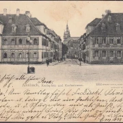 AK Ansbach, Karlsplatz und Karlsstraße, gelaufen 1905