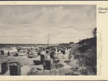 AK Graal, Strand, Strandkörbe, gelaufen 1938