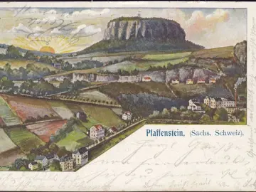 AK Könistein, Pfaffenstein, Stadtansicht, gelaufen 1903