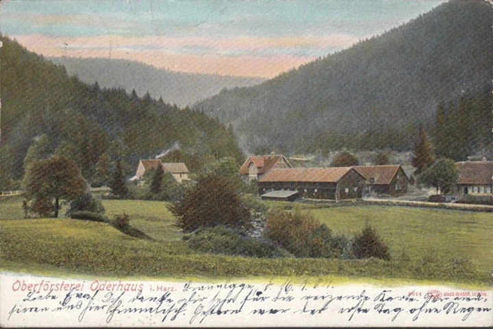 AK Braunlage, Oderhaus Oberförsterei, gelaufen 1907