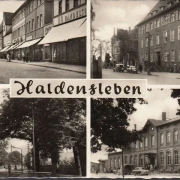 AK Haldensleben, Postamt, Bahnhof, Thälmannstraße, gelaufen 1969