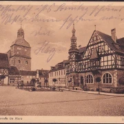 AK Harzgerode, Marktplatz, Rathaus, Kirche, gelaufen 1929