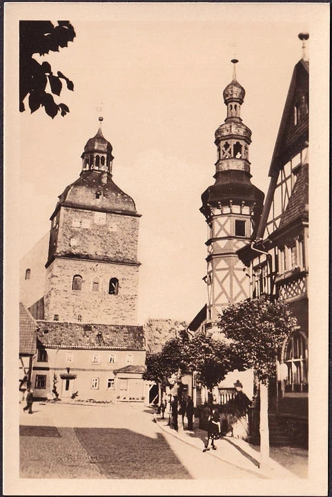 AK Harzgerode, Rathaus, Kirche, ungelaufen- datiert 1954