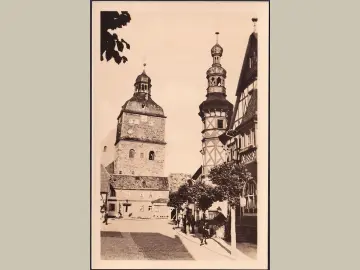 AK Harzgerode, Rathaus, Kirche, ungelaufen- datiert 1954