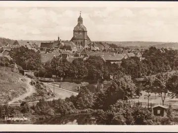 AK Harzgerode, Stadtansicht mit Kirche, ungelaufen- datiert 1954