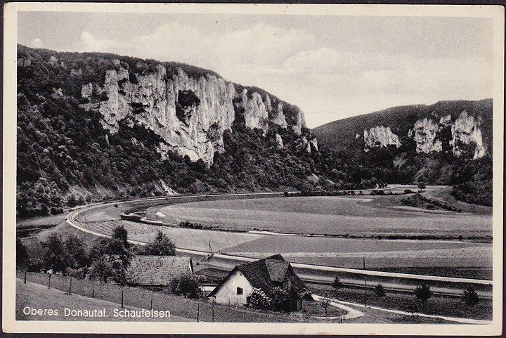 AK Oberes Donautal, Schaufelsen, Bahnstrecke, ungelaufen