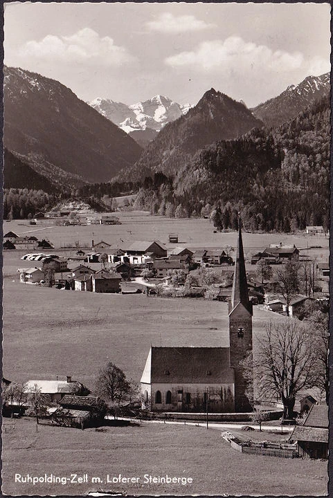 AK Ruhpolding Zell, Loferer Steinberge, Alpen Gasthof Der Grashof, gelaufen 1958