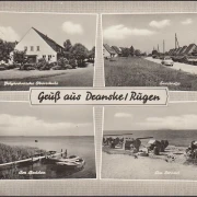 AK Dranske, Polytechnische Oberschule, Seestraße, Bodden, Strand, gelaufen