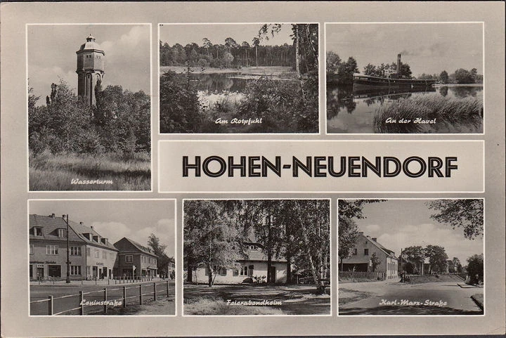 AK Hohen Neuendorf, Leninstraße, Feierabendheim, Wasserturm, gelaufen