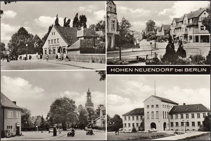 AK Hohen Neuendorf, Leninstraße, Bahnhof, Rathaus, gelaufen 1975