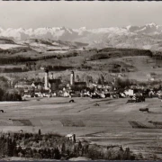 AK Isny, Panoramaansicht, Kirche, gelaufen 1962