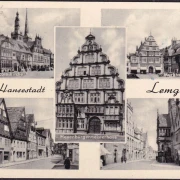 AK Lemgo, Rathaus, Marktplatz, Breite Straße, Rathauslaube, gelaufen 1956