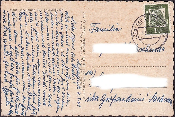 AK Bad Salzuflen, Fliegeraufnahme, gelaufen 1961