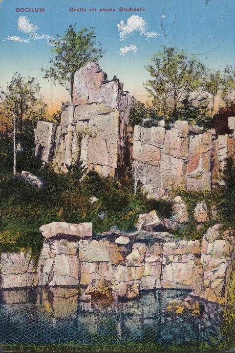 AK Bochum, Grotte im neuen Stadtpark, gelaufen 1911