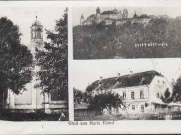 AK Gruß aus Maria Elend, Loreto Hof, Kirche, Stift Göttweig, gelaufen 1944