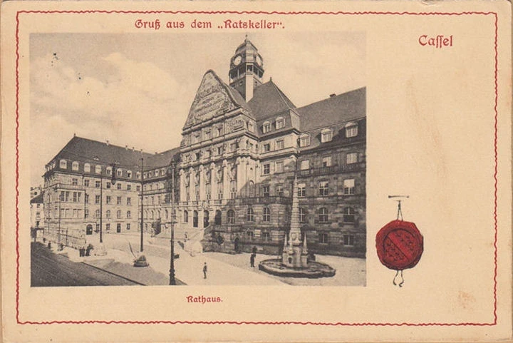 AK Kassel, Gruss aus dem Ratskeller, Weinrestaurant, gelaufen 1911