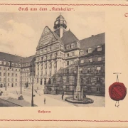 AK Kassel, Gruss aus dem Ratskeller, Weinrestaurant, gelaufen 1911