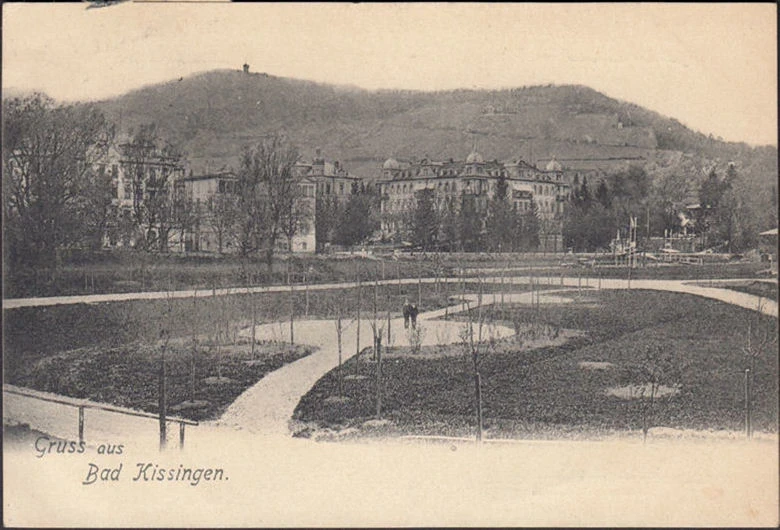 AK Gruss aus Bad Kissingen, Ortsansicht, Park, gelaufen 1909