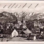 AK Kempten, Stadtansicht mit Bergkette, gelaufen 1951