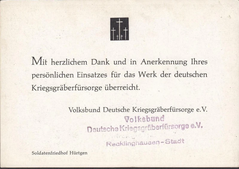 AK Hürtgen, Soldatenfriedhof, Volksbund, Kriegsgräberfürsorge