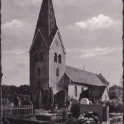 AK Amrum, Kirche in Nebel, gelaufen 1959