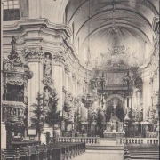 AK Würzburg, Stifthauer Kirche, Inneres und Altar, gelaufen 1913