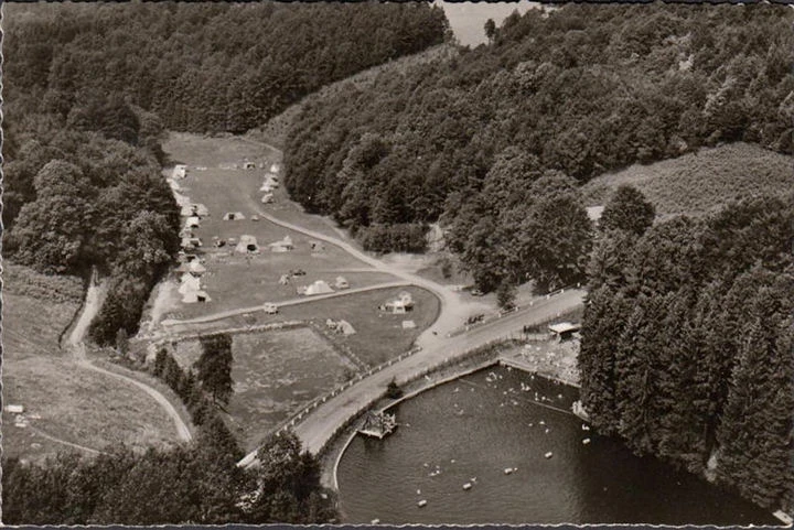 AK Wersbachtal, Camping, Freibad und Fischzucht, Fliegeraufnahme, ungelaufen-datiert 1961