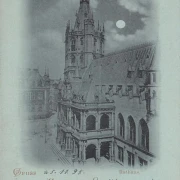 AK Köln, Rathaus, Mondschein, gelaufen 1898