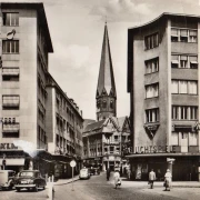 AK Bonn, Blick in die Gangolfstraße, Lichtspiele, KLM, gelaufen 1956