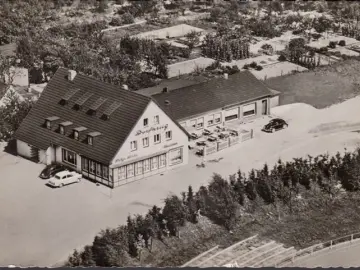 AK Heiligenhaus, Gaststätte Dorfkrug, Sportstadion, Fliegeraufnahme, ungelaufen