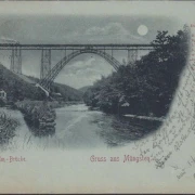 AK Gruss aus Müngsten, Kaiser Wilhelm Brücke, Mondschein, gelaufen 1898