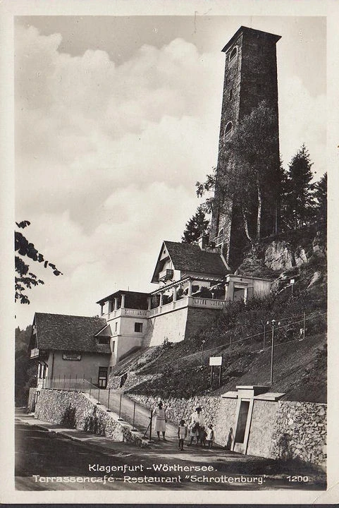 AK Kärnten, Schrottenburg, Terrassencafe und Restaurant, ungelaufen