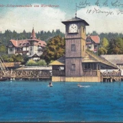 AK Wörthersee, Militär Schwimmschule, 10. Kompanie Klagenfurt, gelaufen 1913