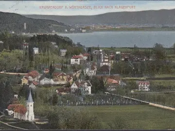 AK Krumpendorf, Stadtansicht, Blick nach Klagenfurt, gelaufen 1913