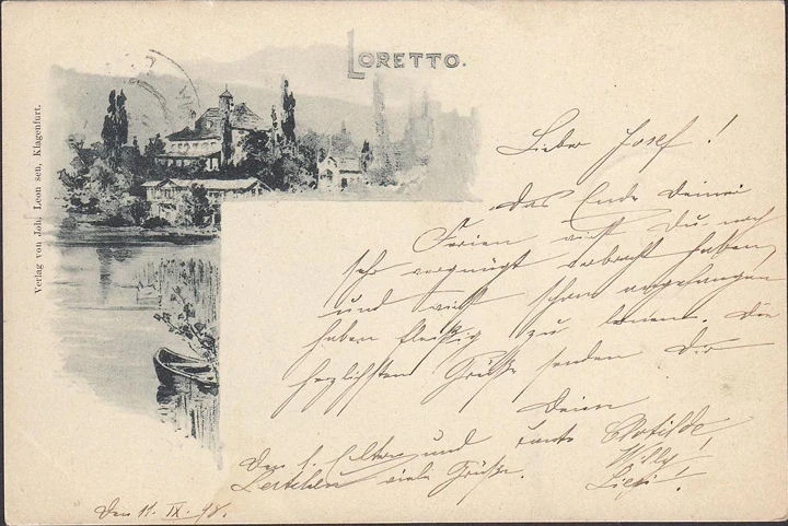 AK Klagenfurt, Loretto, gelaufen 1898