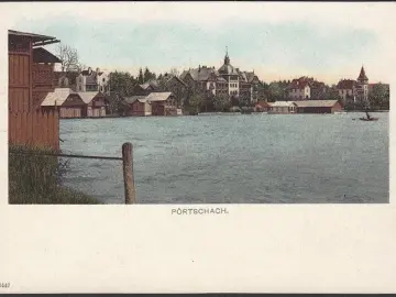 AK Pörtschach, Militär Schwimmschule, Hotel, Stadtansicht, ungelaufen