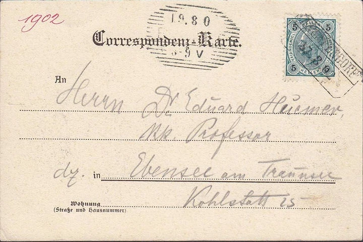 AK Krumpendorf, Seerestauration des Etablissement Gut Krumpendorf, Rechteckstempel, gelaufen 1902