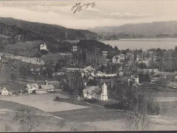 AK Krumpendorf, Stadtansicht, Kirche, gelaufen 1918