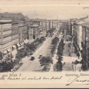 AK Gruss aus Wien, Opernring, Passepartout, gelaufen 1900