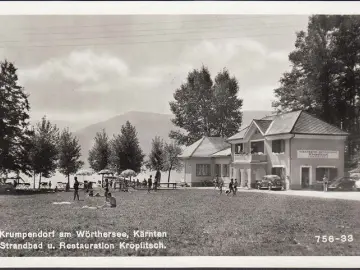 AK Krumpendorf, Strandbad und Restauration Kropfitsch, ungelaufen