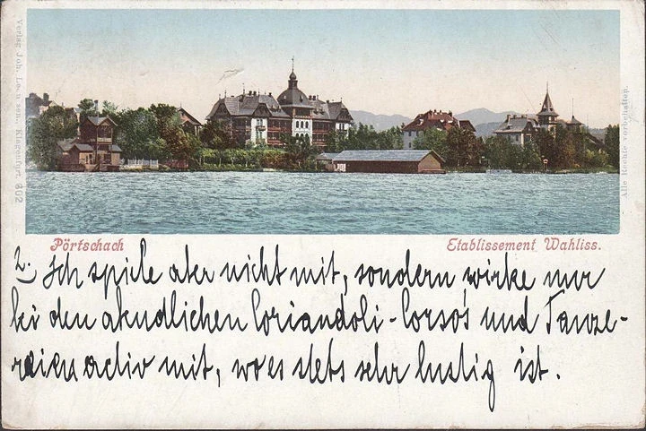 AK Pörtschach, Etablissement Wahliss, gelaufen 1900