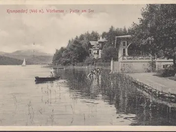 AK Krumpendorf, Partie am See, gelaufen 1918