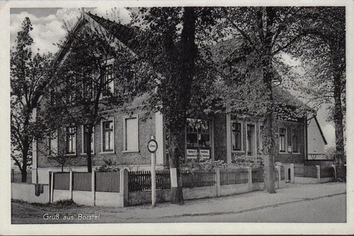 AK Gruß aus Borstel bei Winsen, Bäckerei und Kolonialwarenhandel, Hermann Putensen, gelaufen 1947