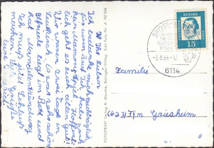 AK Leutkirch, Gasthof zum Mohren, Lebenmittel, Hotel Post, gelaufen 1964