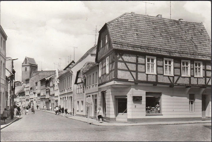 AK Perleberg, Bäckerstraße, gelaufen 1983