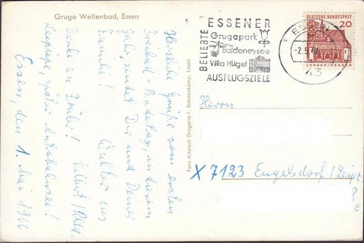 AK Essen, Gruga Wellenbad, gelaufen 1966