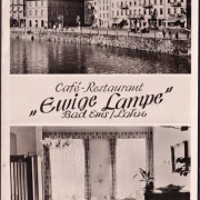 AK Bad Ems, Cafe und Restaurant, Ewige Lampe, gelaufen 1956